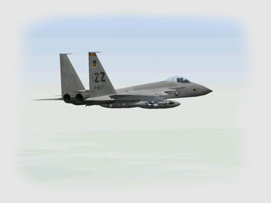 Flying high overhead I can hear the F-15C CAP flight chattering away...