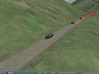 I can see a convoy down the road from the train station.