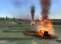 ...and killing two trucks loaded with munitions.