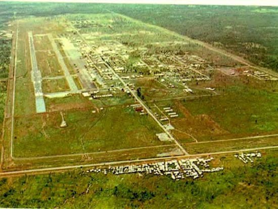 NKP final approach, the base carved from the jungle three years earlier.