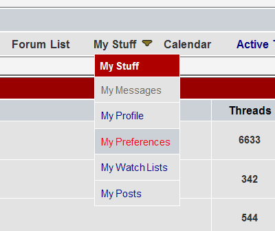 The "My Stuff" dropdown.