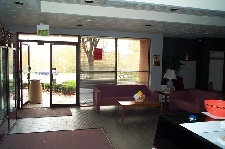 Looking out reception area entrance.