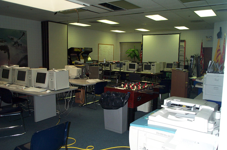Cafeteria and large meeting area. As mentioned above the picture all the computers are due to an inventory being done as the studio was being shut down.