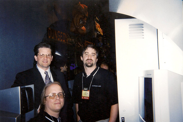 At the E3 demo station. Clockwise from upper left: Greg Kreafle, Chris Martin, and Scott Elson.