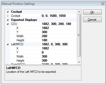 iControl DCS - Either drag and drop to position your ghost MFCDs or manually enter the monitor coordinates.