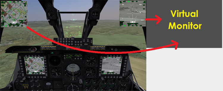 iControl DCS - The result is the floating MFCDs are moved onto the virtual screen.