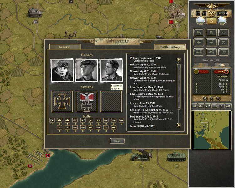A screenshot from the PC version of Panzer Corps.
