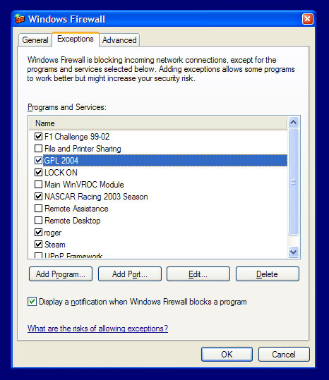 Windows XP Firewall