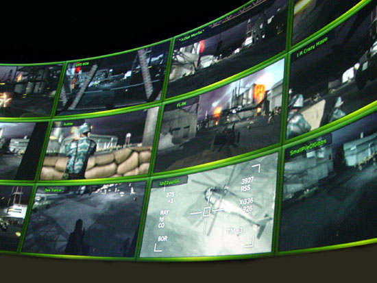 The EA surround room showing Battlefield 2.