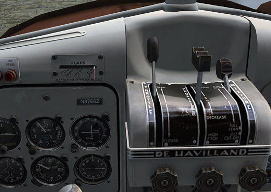 FSX Beaver with throttle mapped to the left lever of the G940 throttle and the prop RPM mapped to the right lever of the throttle.