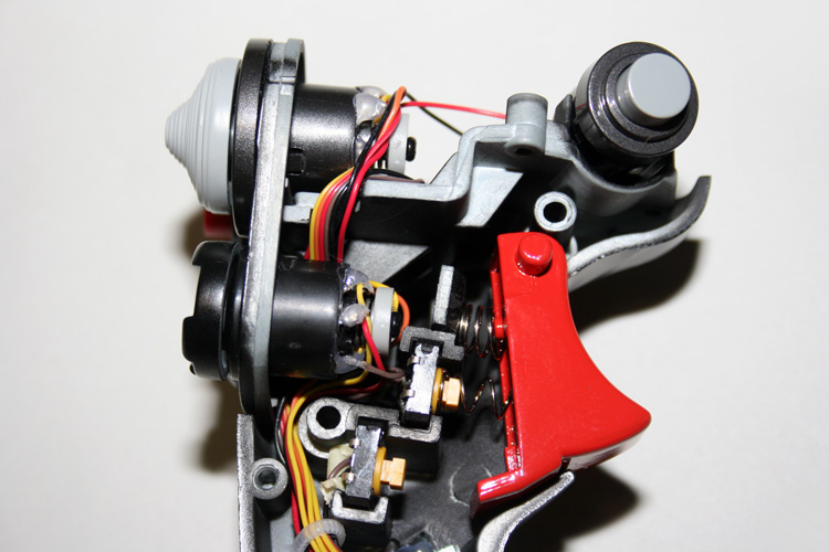 Closeup of top of HOTAS Warthog stick grip