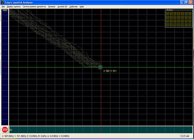Motion Test - CH Products Fighterstick center to up-left 10x, eyes closed