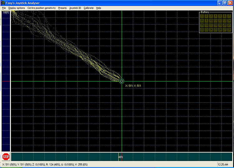 Motion Test - Saitek X-52 Pro Flight center to up-left 10x, eyes open