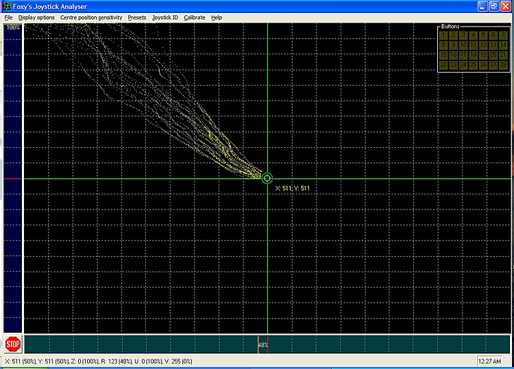 Motion Test - Saitek X-52 Pro Flight center to up-left 10x, eyes closed