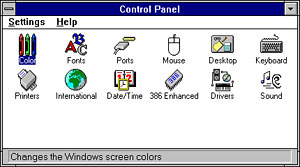 Mac fans haven't quit laughing yet -- Windows 3.11 Control Panel and the "little pictures"