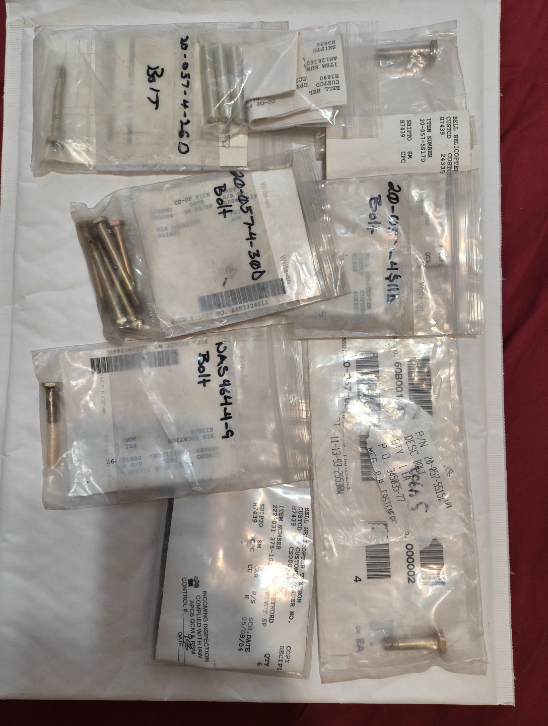 Bell BHT/Textron Helicopter Bolts Large Lot 8/Pks Bell BHT/Textron Helicopter Bolts Large Lot 8/Pks