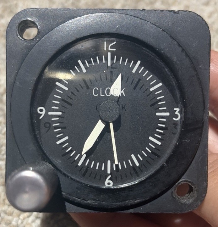 Cessna Aircraft Clock, Part No. C664508–0101, Untested