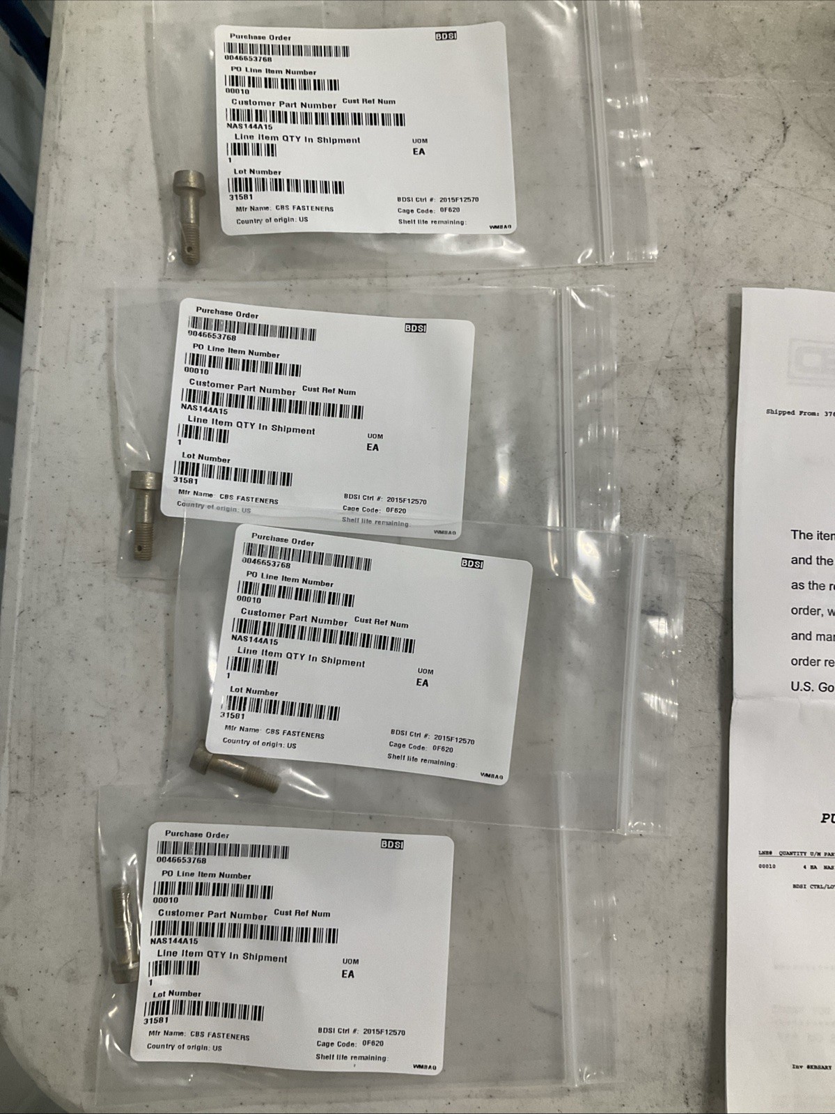 4x NAS144A14 Aircraft Bolts Internal Hex Bell 206 Boeing Distribution NEW NOS 4x NAS144A14 Aircraft Bolts Internal Hex Bell 206 Boeing Distribution NEW NOS