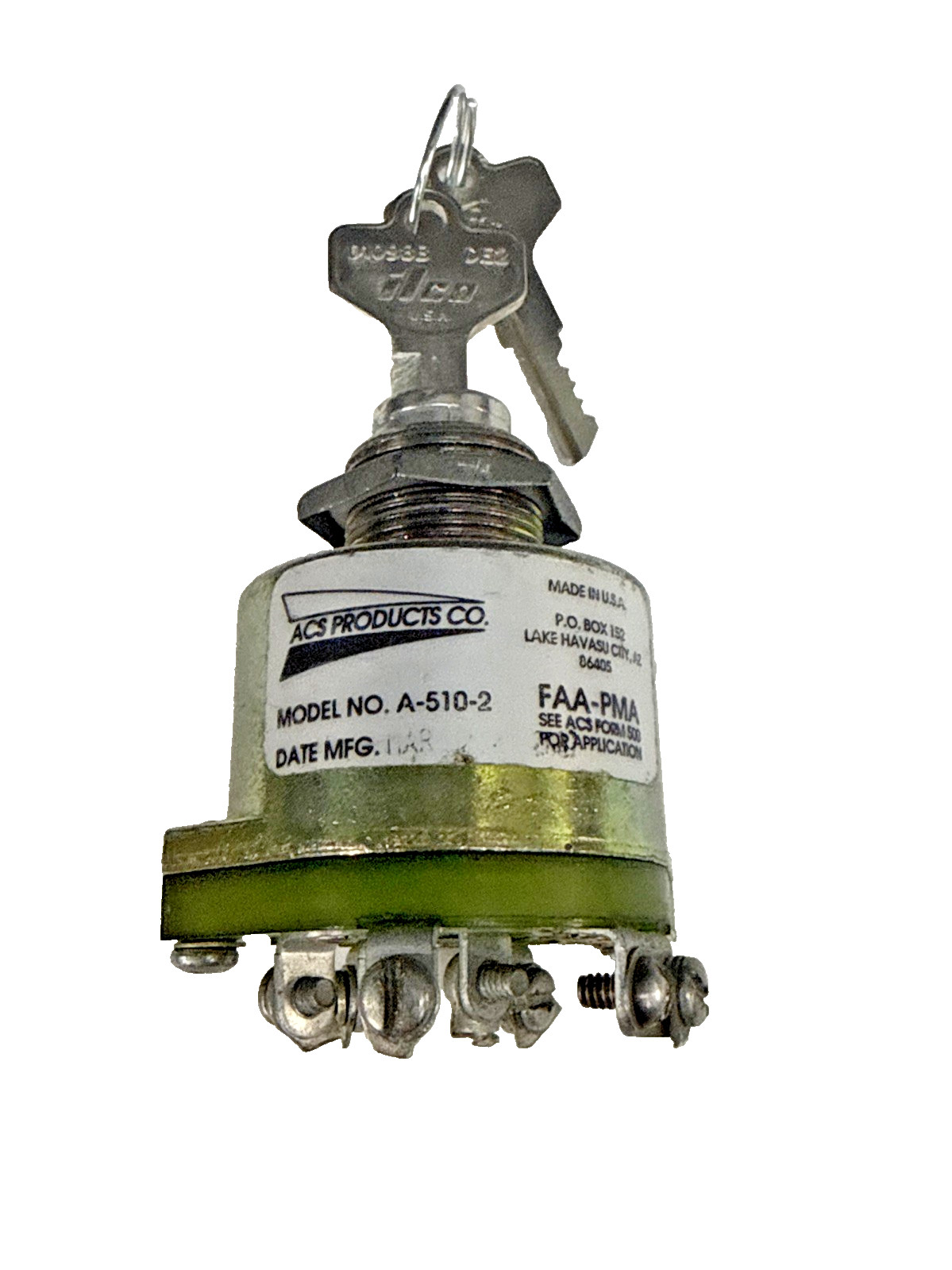 ACS Keyed Ignition Switch With Start Position A-510-2 Cessna