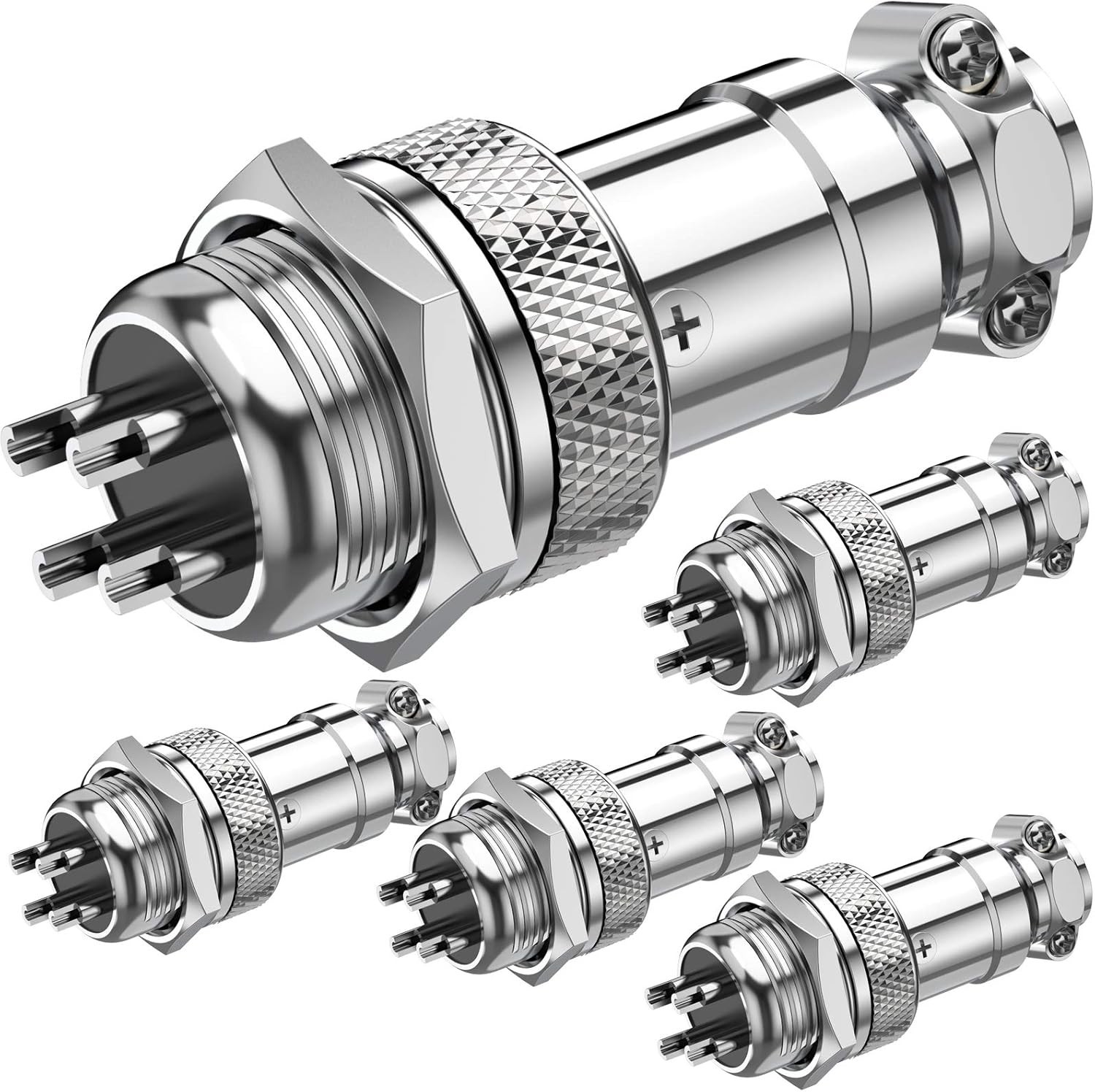 5-Pack GX16 4-Pin Metal Aviation Connectors - High Voltage & Temp Resistance 5-Pack GX16 4-Pin Metal Aviation Connectors - High Voltage & Temp Resistance