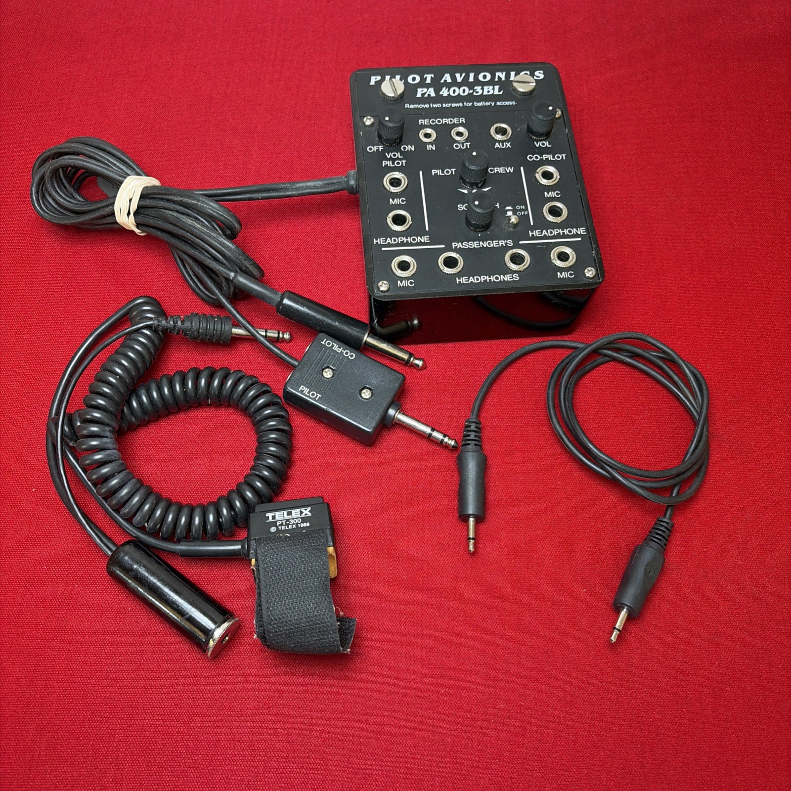Pilot Avionics PA 400-3BL General Aviation Intercom With Telex PT-300 Pilot Avionics PA 400-3BL General Aviation Intercom With Telex PT-300