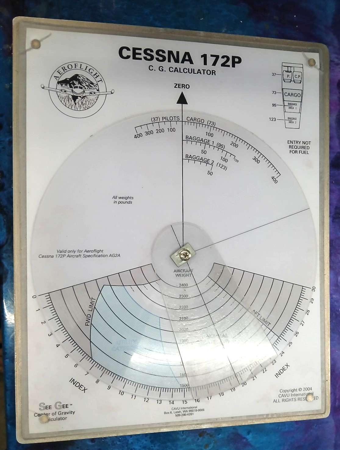SEE GEE CENTER OF GRAVITY CALCULATOR FOR a Cessna 172P