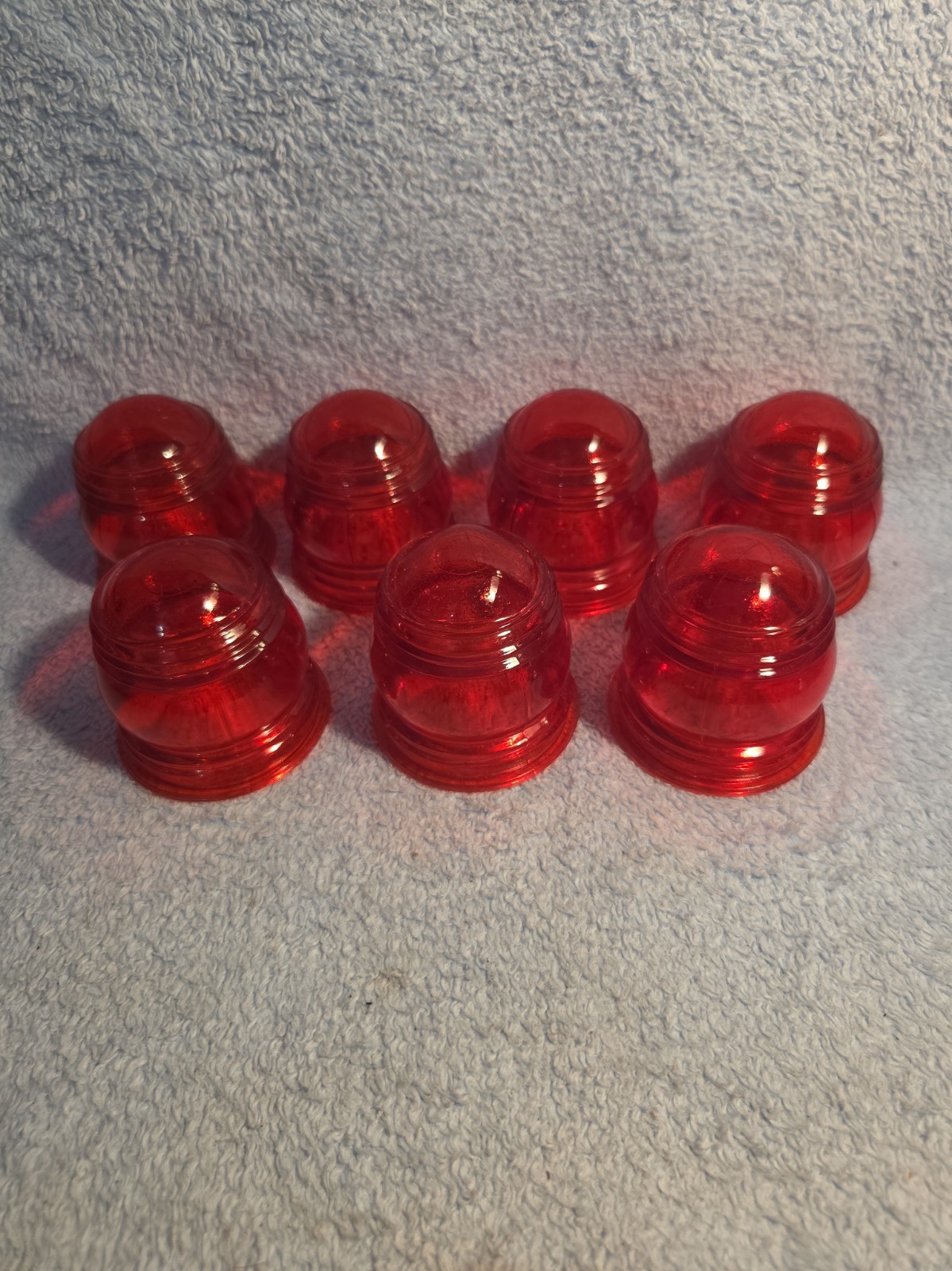 7 Vintage Red Glass Aircraft Flashing Beacon Lens 2-3/8" Base Cessna Piper Lot