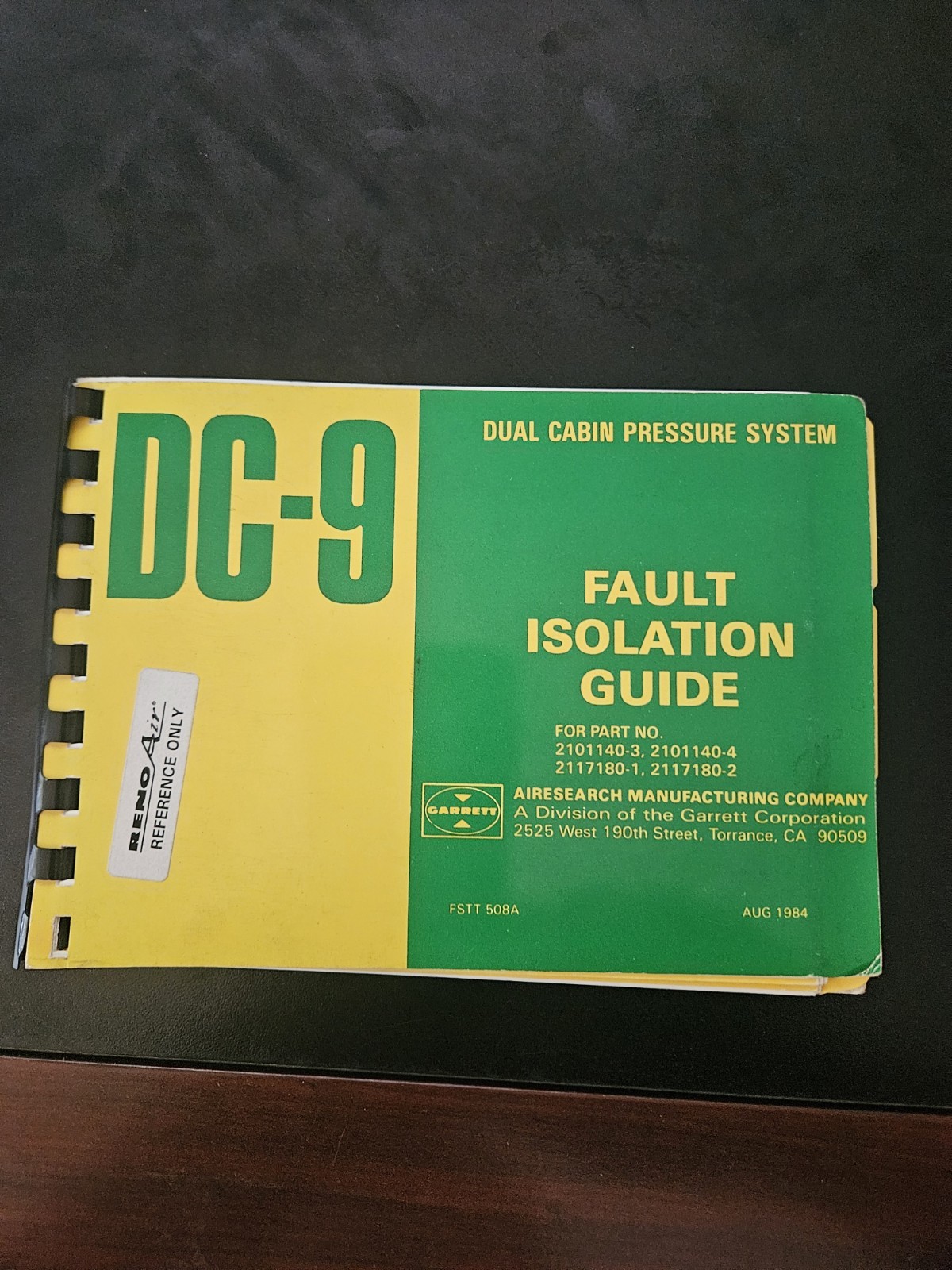 Vintage Reno Air DC-9 Dual Cabin Pressure System Fault Guide - PRISTINE Vintage Reno Air DC-9 Dual Cabin Pressure System Fault Guide - PRISTINE