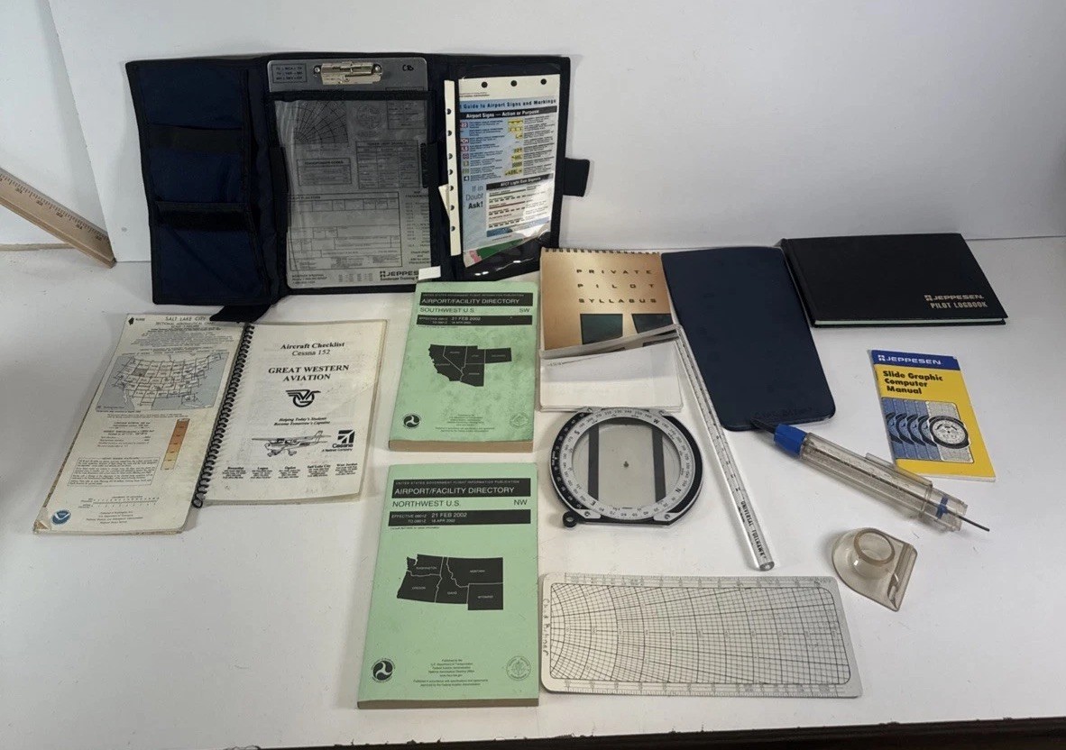 Jeppesen Pilot Supplies Lot Flight Computer Kneeboard Fuel Tester Manuals