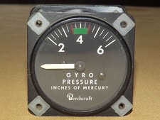 AIRCRAFT AIRPLANE AIRBORNE BEECHCRAFT GYRO PRESSURE INCHES MERCURY MODEL 1G8-3 picture