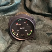Cessna C662019-0101 Oil Pressure/CHT/Oil Temp Gage Overhauled Condition 8140-3 picture