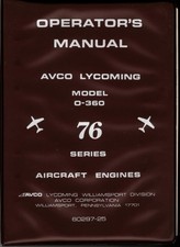 New Vintage Avco Lycoming O-360 Aircraft Engine Operator's Manual, p/n 60297-25 picture
